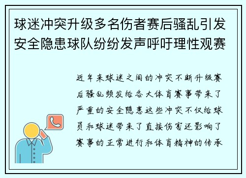 球迷冲突升级多名伤者赛后骚乱引发安全隐患球队纷纷发声呼吁理性观赛
